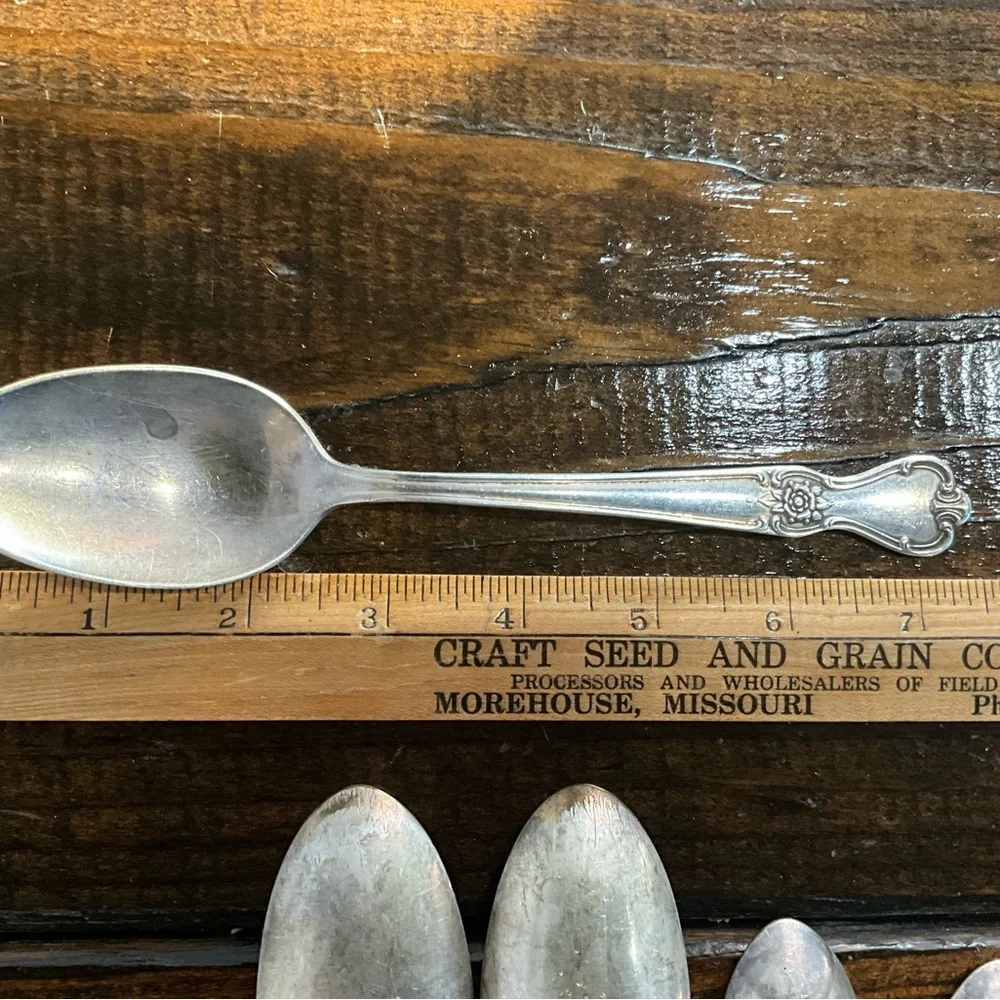 Vintage Lot of 5 Old Company Plate Spoons 3 Tablespoons 2 Teaspoons